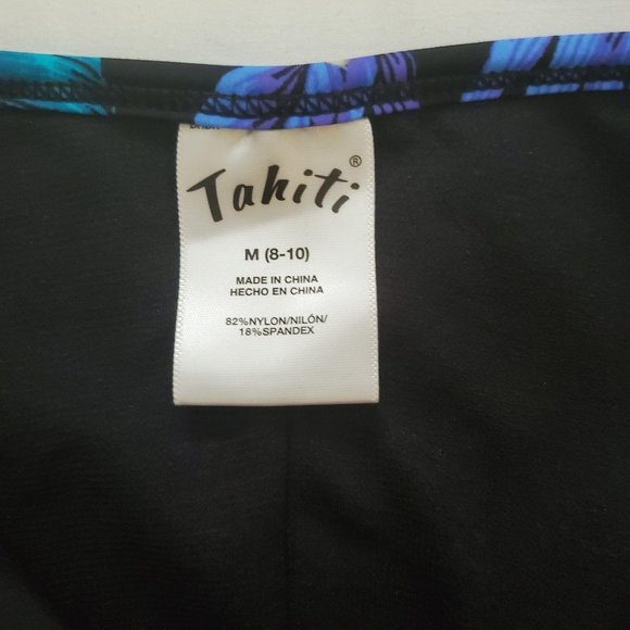 Tahiti Women's Blue/Multi One-Piece Lattice Front Halter Floral Swimsuit M(8-10) - Picture 8 of 14